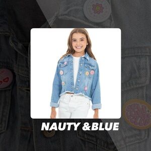 NWT Nauty & Blue Denim Jacket With Pins